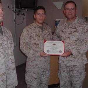 Awarded Fleet Marine Force Warfare Officer pin by General Stone United States Marine Corps, Air Ground Combat Center 29 Palms USMC, Mojave Desert CA