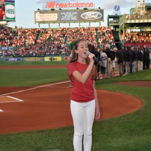 Singing the National Anthem at Fenway Park for a Boston Red Sox game August 2014