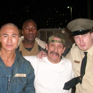 On set of Death Race 2 with Danny Trejo and Robin Shou