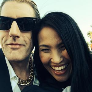 Craig Griffin with Lai Peng Chan in between shooting on Project One Shot