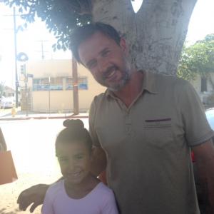 Izzy N w David Arquette on set of Tortoise and His Tail