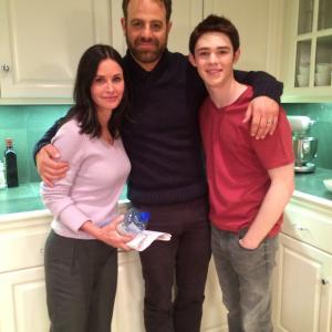 on set of Mothers Day film with Courteney Cox and Paul Adelstein.