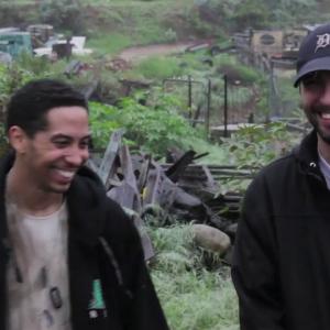 Jin Kelley and Neil Brown Jr. on the set of Hot Zombie