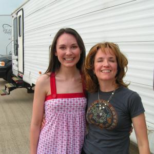 Danielle Wheeler as Danielle Beacham with Lea Thompson filming Exit Speed in 2008