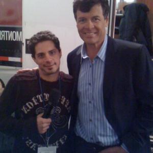 Rocco back stage with Michael Waltrip on Fast Track to Fame