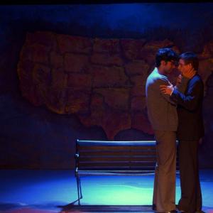 Alejandro Torres Menchaca as Louis Ironson with David A Jorgensen as Joe in the play Angels of America directed by Timothy McNeil