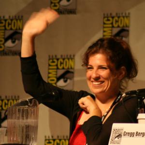 April Stewart waves hello at the Comic-Con 2007 Cartoon Voices II panel.