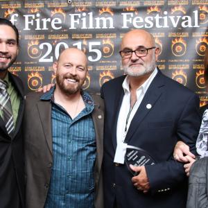 Actor Brad Alonzo, Writer/Director/Producer Scott A. Galeski and Guy & Nancee Sanville of the Purple Rose Theatre Company.