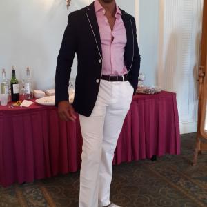 Backstage before walking the runway at Coles of Nassau and Morley For Men Fashion Show 2014 at British Colonial Hilton Hotel in Nassau Bahamas Proceeds from show donated to The Bahamas Humane Society