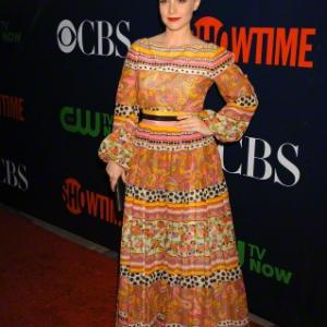 Rene Felice Smith wears a 1960s vintage dress to CBS TCA event in West Hollywood CA