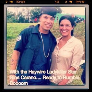 In the set of In the Blood where I costar Gina Carano