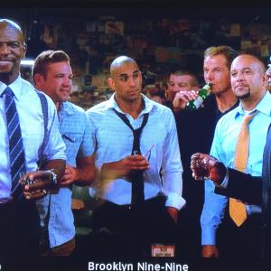 Still of Jon Daza on Brooklyn nine-nine with Terry Crews and Andre Braugher.