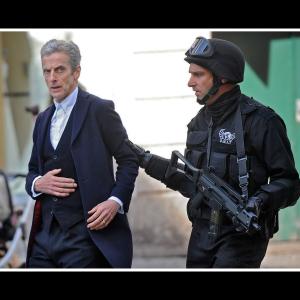 Jon with Peter Capaldi The 12th Doctor in Death in Heaven episode of Doctor Who