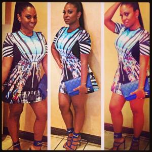 Blue is my favorite color I felt really confident in this outfit Clover Canyon dress Gucci shoes Chanel clutch and earrings