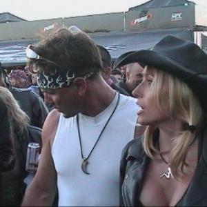Burnout King Nick Lee and Producer Tonia Madenford at Sturgis with National Geographic and The World Record Burnout