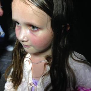 Rowan Titus, as a sick little girl, on the set of American Super/Natural, Maine's Ghost of Catherine's Hill