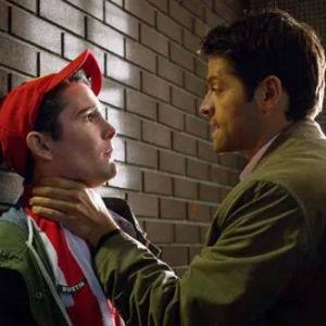 Pictured LR Jake Guy as Dustin and Misha Collins as Castiel
