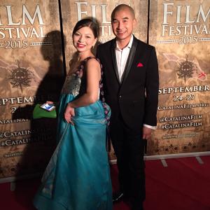 Ed Moy with Katherine Park at the Catalina Film Festival special screening of Car Dogs at the Avalon Theater on September 25 2015 in Avalon CA