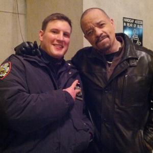 Adam Ratcliffe working with Iced T on set of SVU