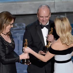 Reese Witherspoon Mark Coulier and Frances Hannon at event of The Oscars 2015