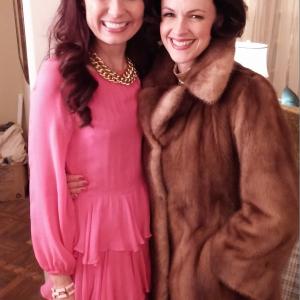 Danielle Wheeler with Susan May Pratt filming The Mink Catcher in 2014