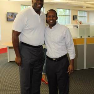 Corey A Prince and Earvin Magic Johnson at UPtv Offices