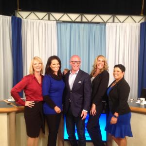 From left to right: Lynda Cheldelin Fell, Denise Brown Too, Darren Kavinoky, Tanya Brown, Mia Styles. Orange County Sound Stage. Irvine, CA. Oct. 2014