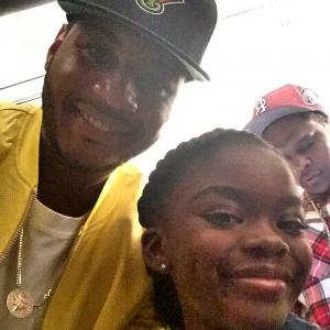 Lyric and Carmelo Anthony backstage at the Kids Rock Fashion Show at Mercedes Benz Fashion Week