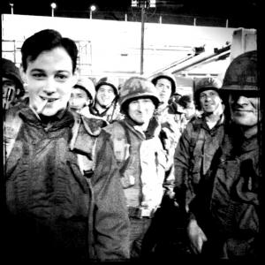 Steven with fellow 82nd Airborne troopers on set of J.J. Abrams' 
