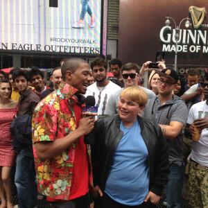 with Nick Cannon filming for America's Got Talent - Times Square June,2013