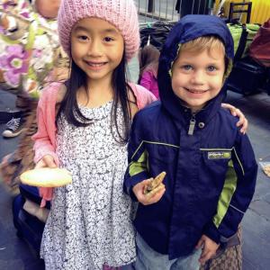 Ryan on set with friend Ava at the Sunny Side Up Show Sprout PBS