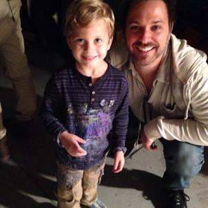 Ryan Buggle with Person of Interest CBS Writer David Slack after filming a messy scene!