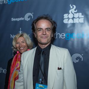 Ken Pisani and wife Amanda arriving at 2013 Geekie Awards blue carpet.