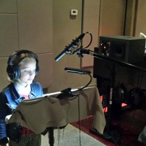 Kaitlyn recording voiceover for Masha and the Bear at King Soundworks in Van Nuys