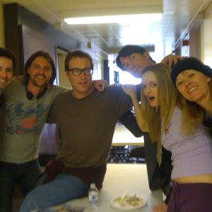 On the set of 'Baby on Board' with director Brian Herzlinger and cast John Corbett, Jerry O'Connell and Heather Graham.