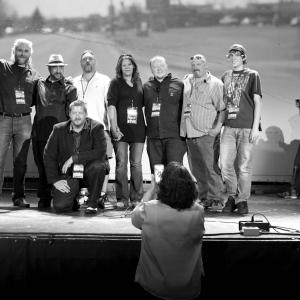 Luke Ostermiller with other filmmakers on stage at Blissfest International Film Festival in Denver.