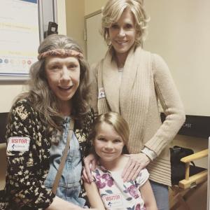 On set for Grace and Frankie with Jane Fonda and Lily Tomlin