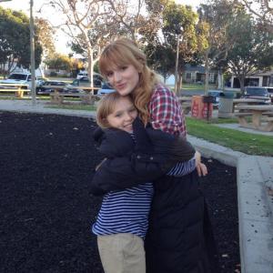 Savannah Douglas with Bella Thorne on the set of Home Invasion
