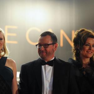 Kirsten Dunst, Lars von Trier and Brady Corbet at event of Melancholija (2011)