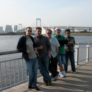 David Holland and film crew on location in Odaiba Japan for Ghost Train