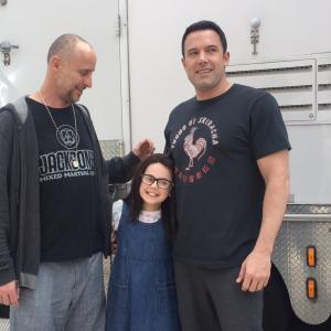 aIzzy With Director Gavin OConnor and BA on the set of The Accountant