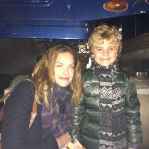 Avey with Ruth Wilson on the set of THE AFFAIR.