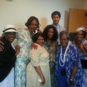 The cast of THE OLD SETTLER along wACTRESS LEGENDS LR Starletta DuPois Magaret Avery  Irma P Hall