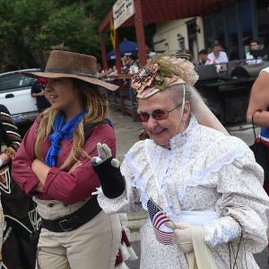 Alana Phillips waiting to walk in the Virginia City Independence Day Parade. (July 4, 2015_