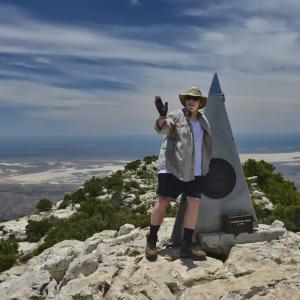 On summit of Guadalupe Peak Texas elevation 8751 feet 2667 m May 2015