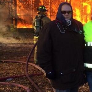Myself pulling medical coverage for a planned training structure fire city demo It was so cold and windy that day