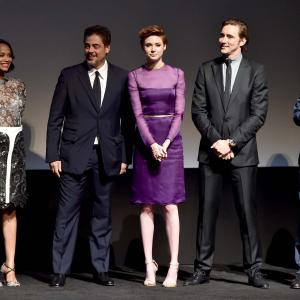 Benicio Del Toro, Zoe Saldana, Lee Pace and Karen Gillan at event of Galaktikos sergetojai (2014)