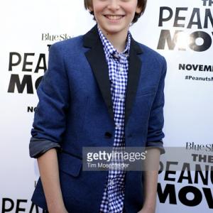 Noah Schnapp attends the premiere of 20th Century Fox's 'The Peanuts Movie' at Pier 39 on in San Francisco, California.