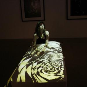 Kelsey Murphy-Duford as Sleep Deprived in Lisa Stewart's Art BFA piece at Cornish College of the Arts.