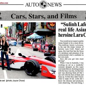PRESS Sulinh Lafontaine Auto Magazine 25th Year Anniv Featured FEMALE STUNT PRECISION DRIVER pg 1 of 3